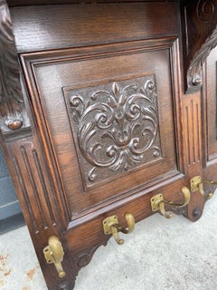 Large and Great Design Antique Wall Coat Rack with Perfect Hand Carved Details
