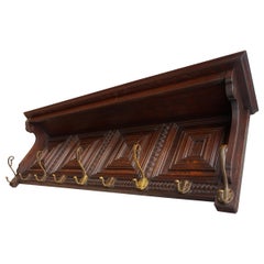 Large and Great Design Antique Wall Coat Rack with Perfect Hand Carved Details