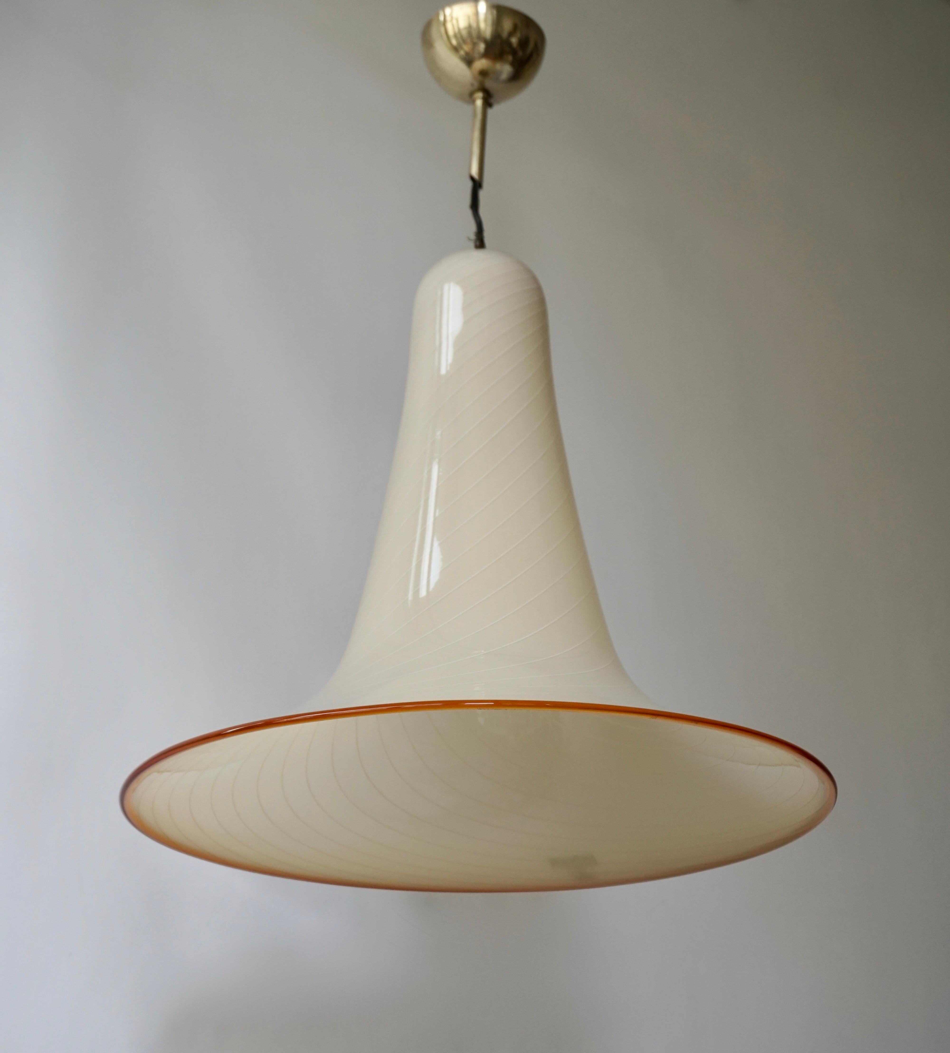 20th Century Effetre Murano Glass Trumpet Pendant Lamp