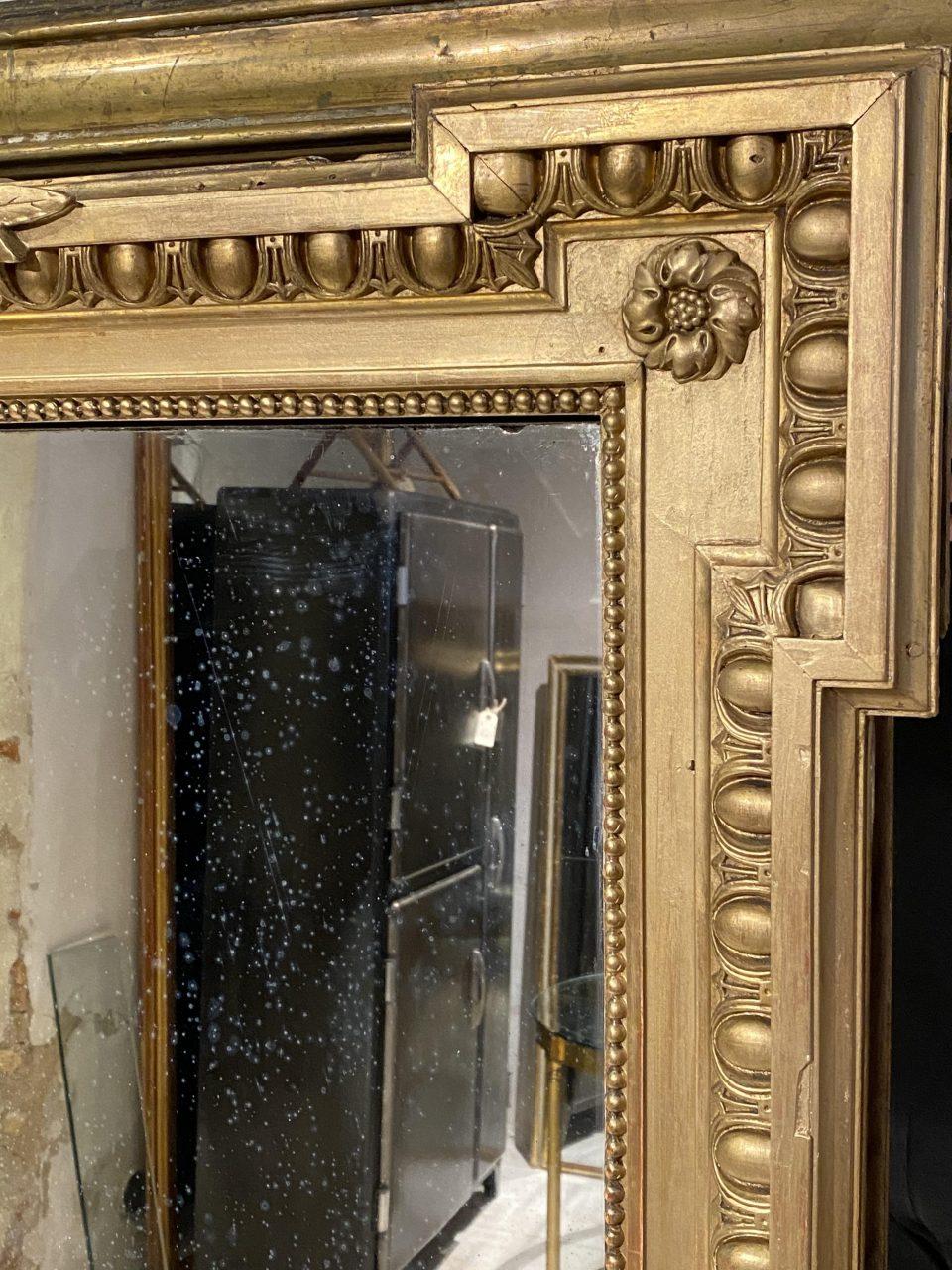 Wood Large and Handsome Louis XVI Gilt Mirror