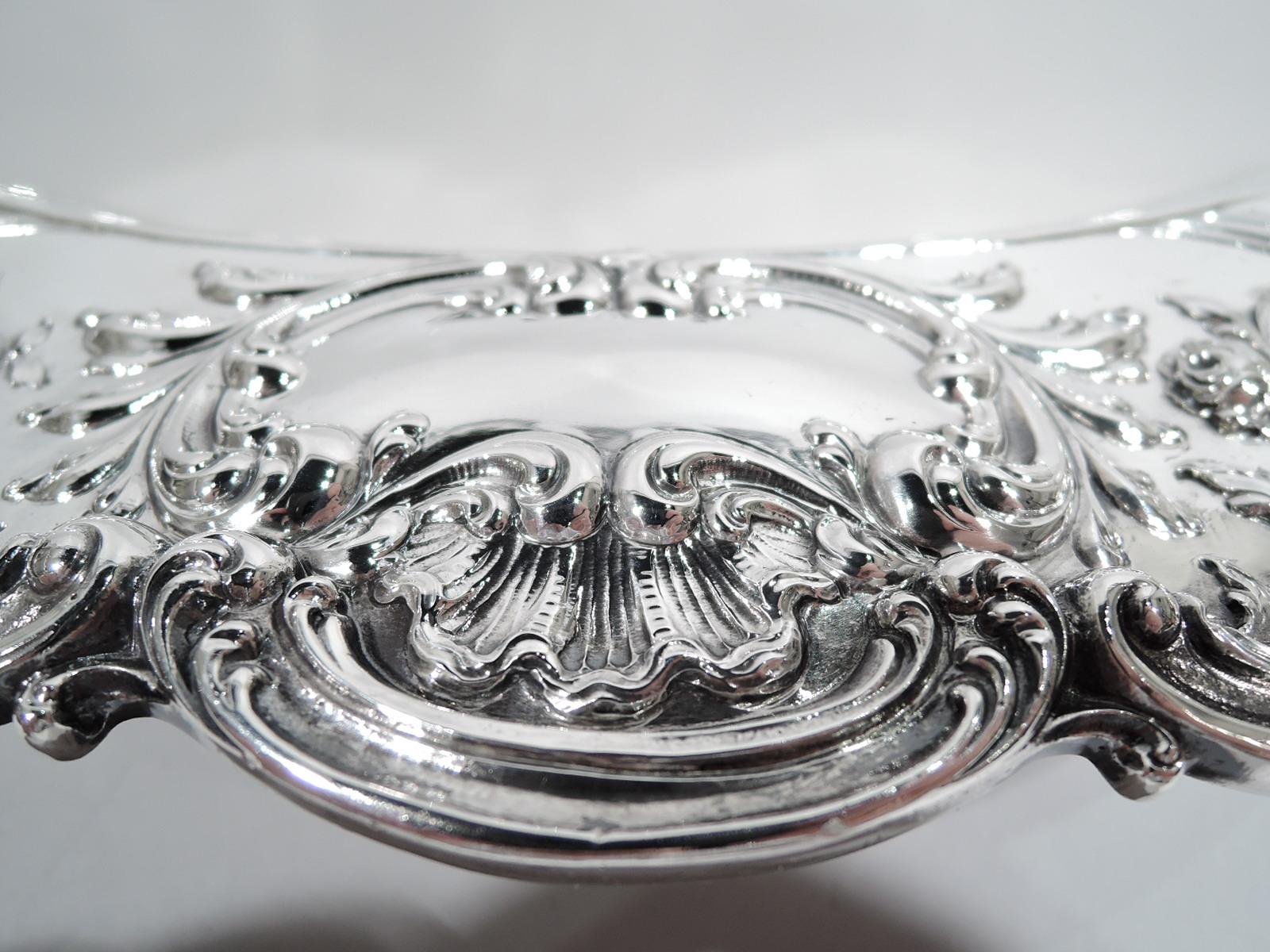American Large and Heavy Antique Gorham Sterling Silver Footed Tea Tray