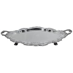 Large and Heavy Antique Gorham Sterling Silver Footed Tea Tray