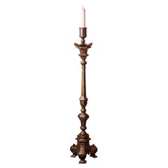 Large and heavy candlestick made of brass H 122.5 cm