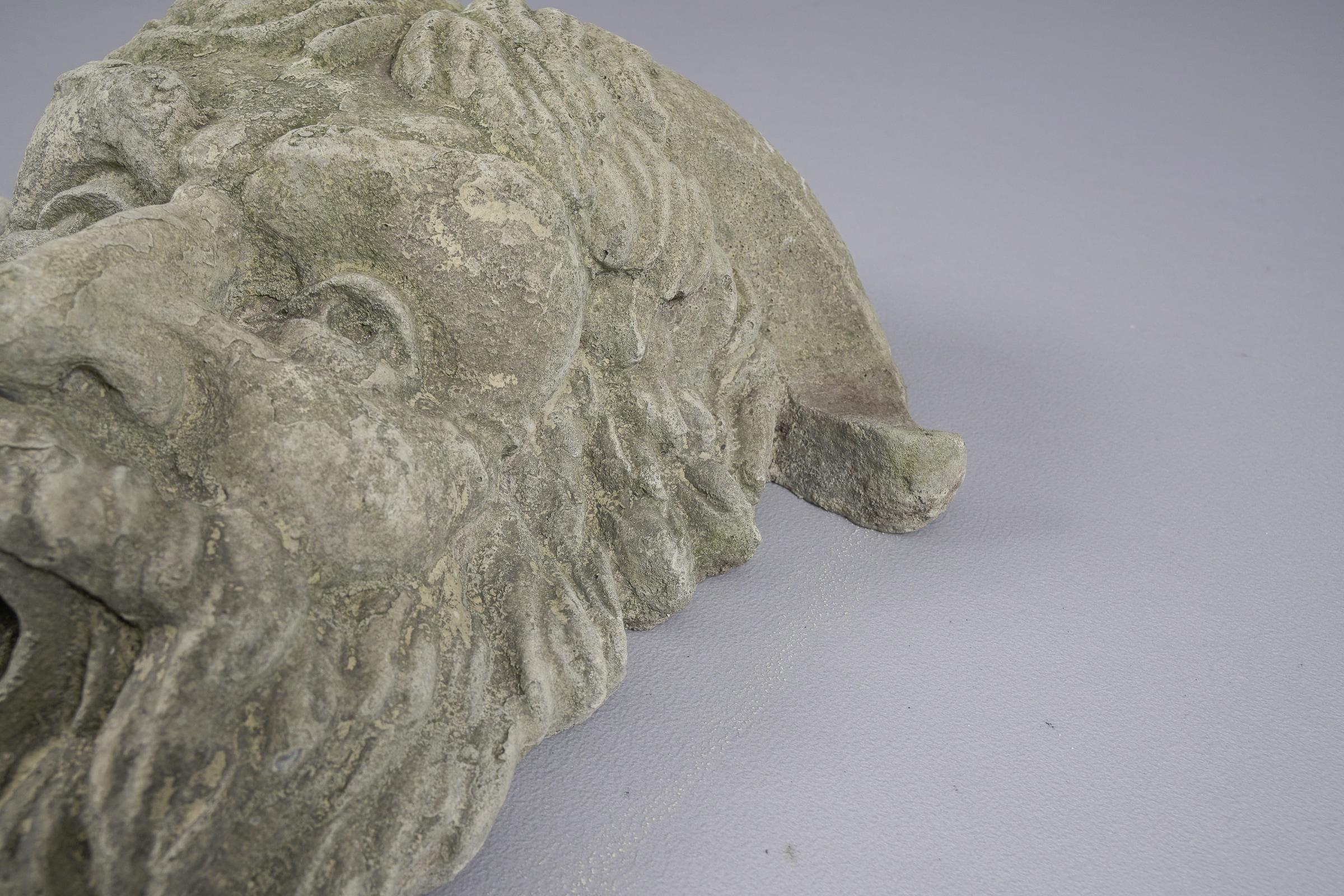 Large and Heavy Devil Wall Mask in Concrete, 1930s Art Deco For Sale 1