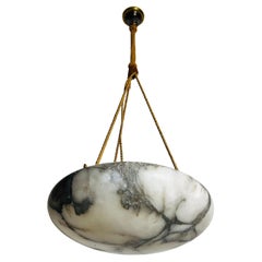 Large and Heavy Hand Carved Alabaster Ceiling Lamp, 1930s, Germany