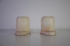Large and Heavy Hand Carved Alabaster Table Lamps, 1930s, Germany