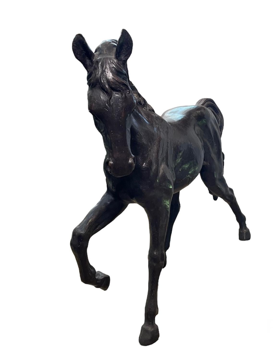 Large and Heavy Patinated Bronze Sculpture/Statue of a Horse 5