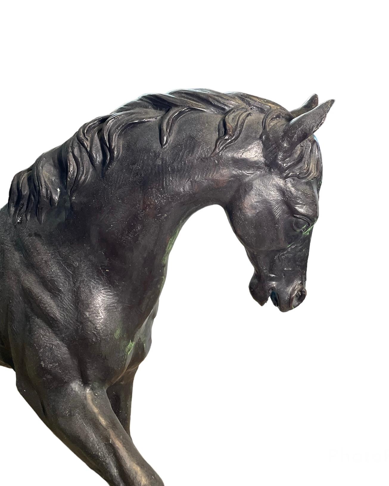 Large and Heavy Patinated Bronze Sculpture/Statue of a Horse 6
