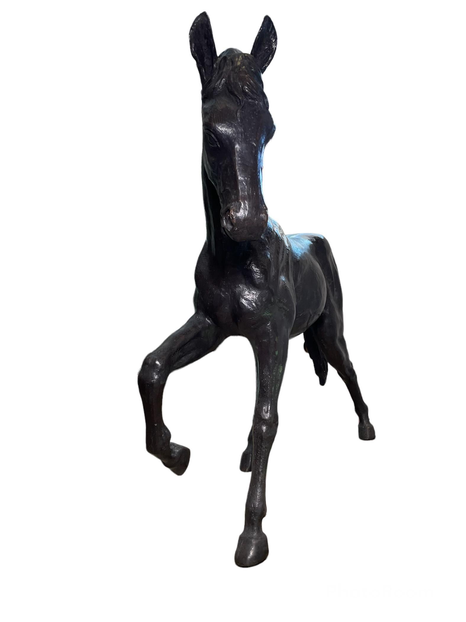 Large and Heavy Patinated Bronze Sculpture/Statue of a Horse 9