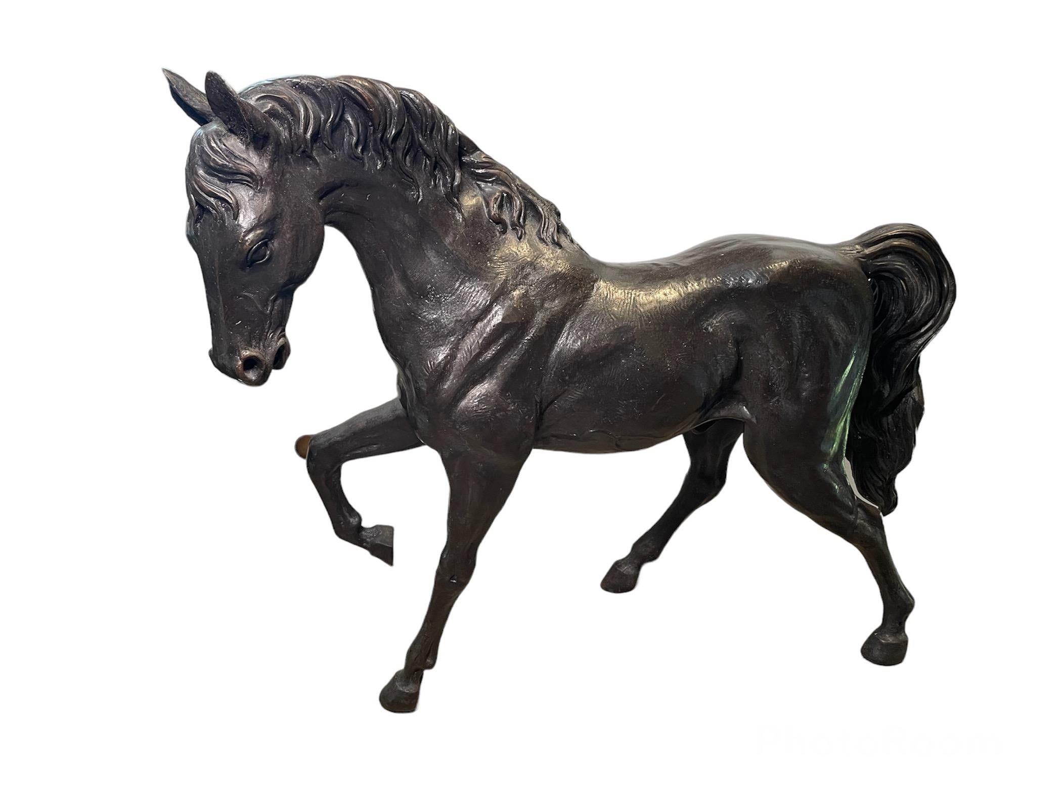 Large and Heavy Patinated Bronze Sculpture/Statue of a Horse 1