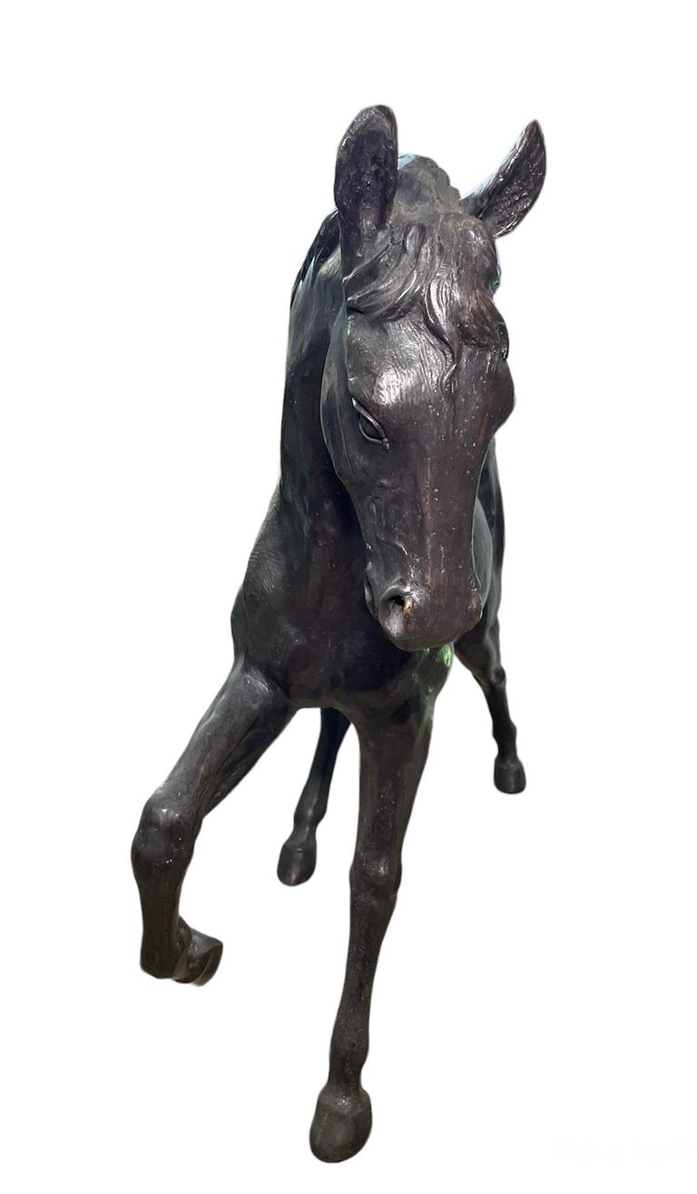 Large and Heavy Patinated Bronze Sculpture/Statue of a Horse For Sale