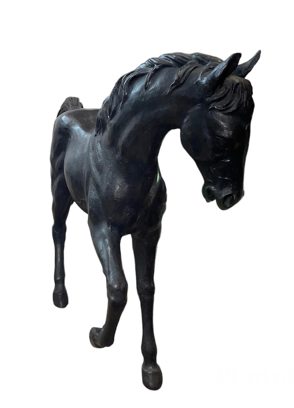 Large and Heavy Patinated Bronze Sculpture/Statue of a Horse 4