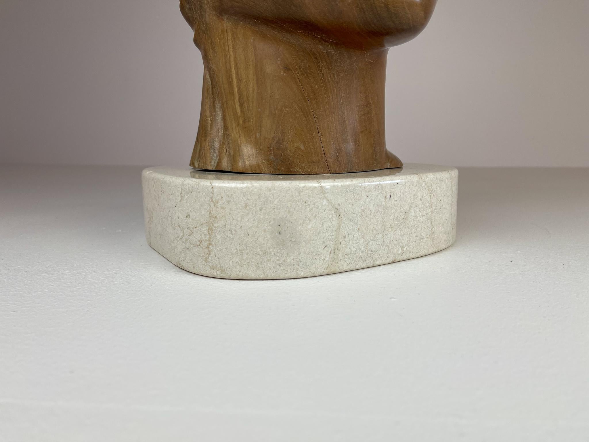 Large and Heavy Sculpture of a Female Face in Mahogany 8