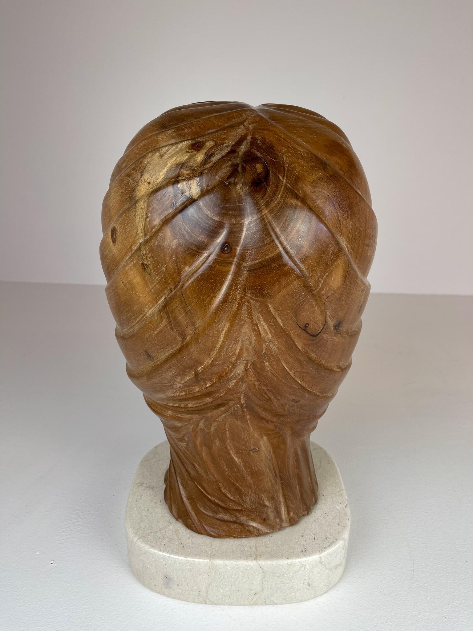 Large and Heavy Sculpture of a Female Face in Mahogany 3