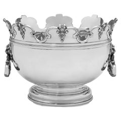 Large and heavy Victorian sterling silver Monteith bowl made in 1900