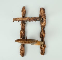 grande e pesante portacandele da parete in rame massiccio degli anni '60 in stile brutalista drammatico