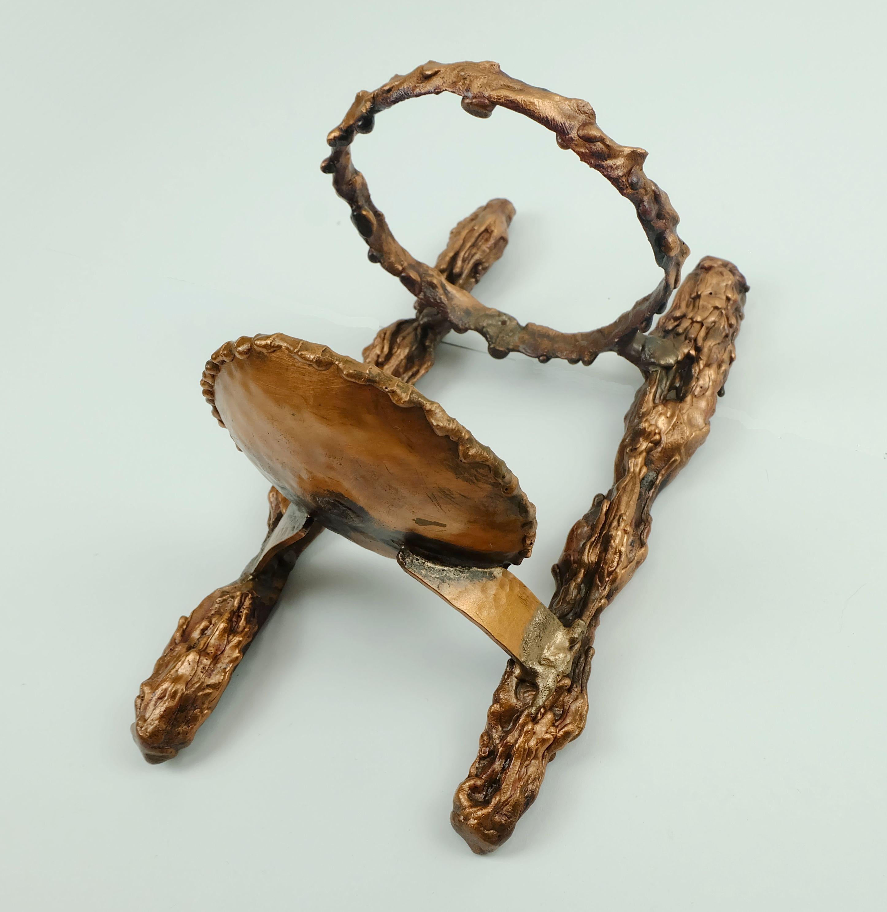 grande y pesado PORTAVELAS de pared de cobre macizo años 60 dramático estilo brutalista en Bueno estado para la venta en Mannheim, DE