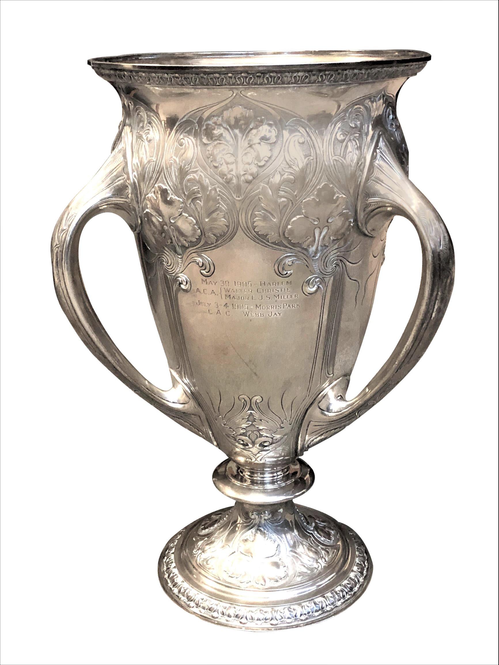 Large and Historically important Gorham Sterling 1905 Automobile Race Trophy Cup In Excellent Condition In Chicago, IL