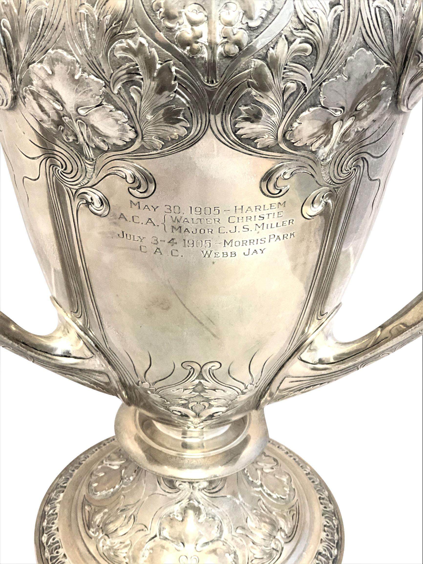Women's or Men's Large and Historically important Gorham Sterling 1905 Automobile Race Trophy Cup