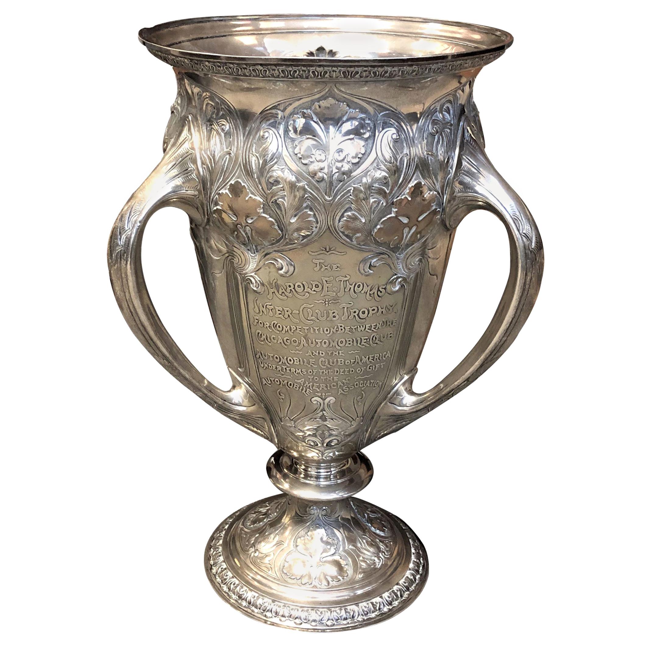 Large and Historically important Gorham Sterling 1905 Automobile Race Trophy Cup