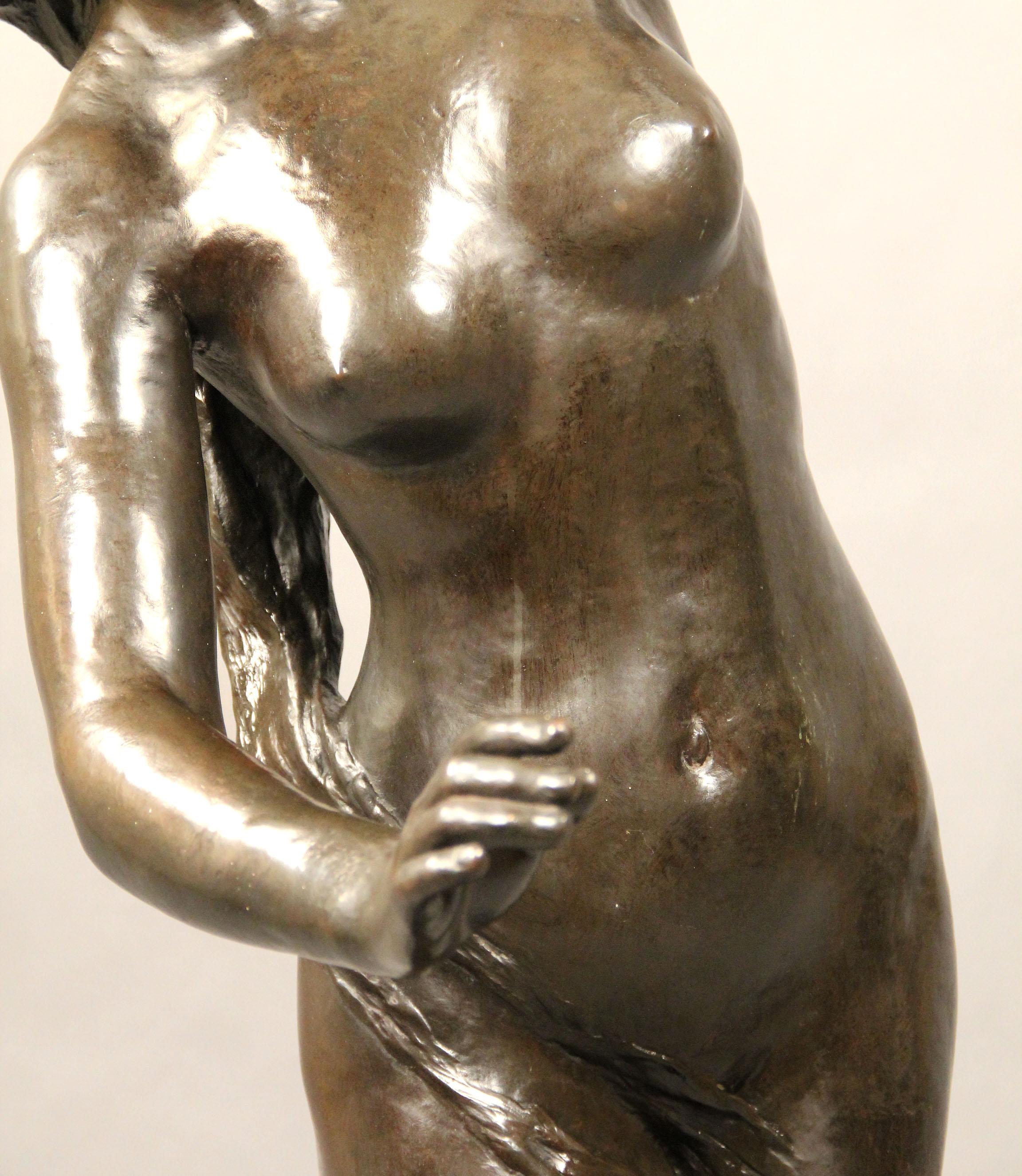 Belle Époque Large and Important Late 19th Century Bronze Sculpture of a Woman, Louis Gossin