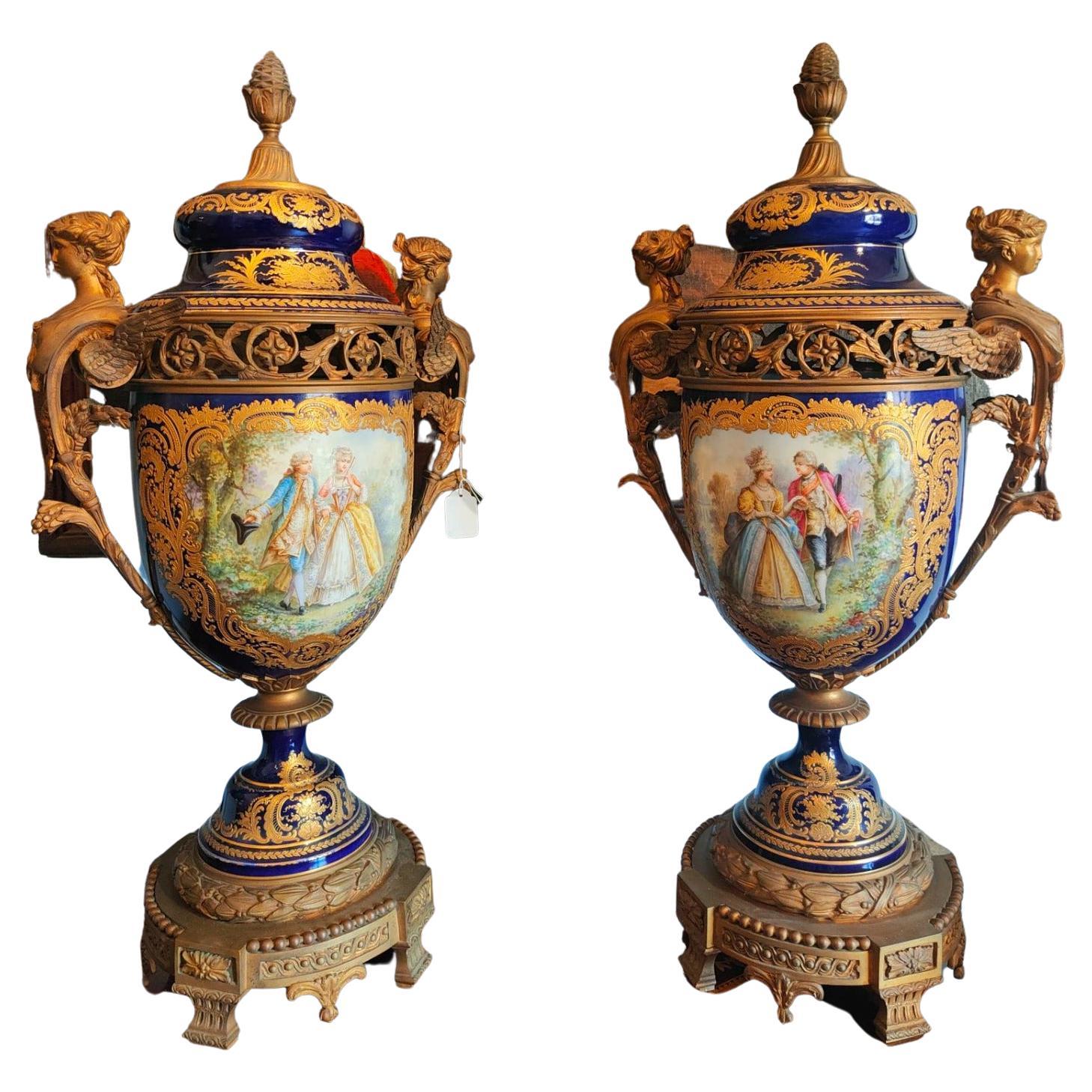 Large and Important Pair of Sèvres Porcelain Vases