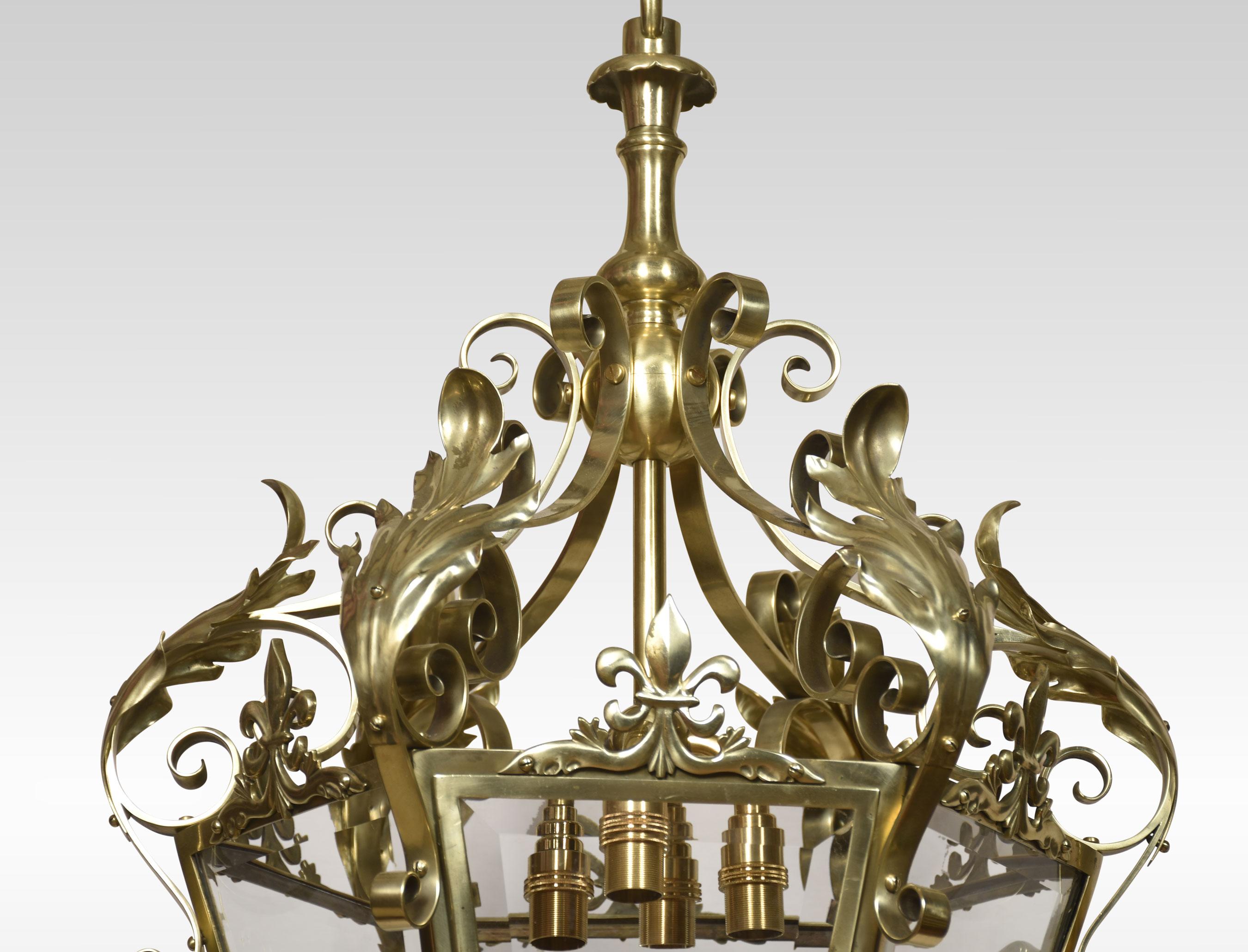 British Large and Imposing Cast Brass Four Light Lantern For Sale