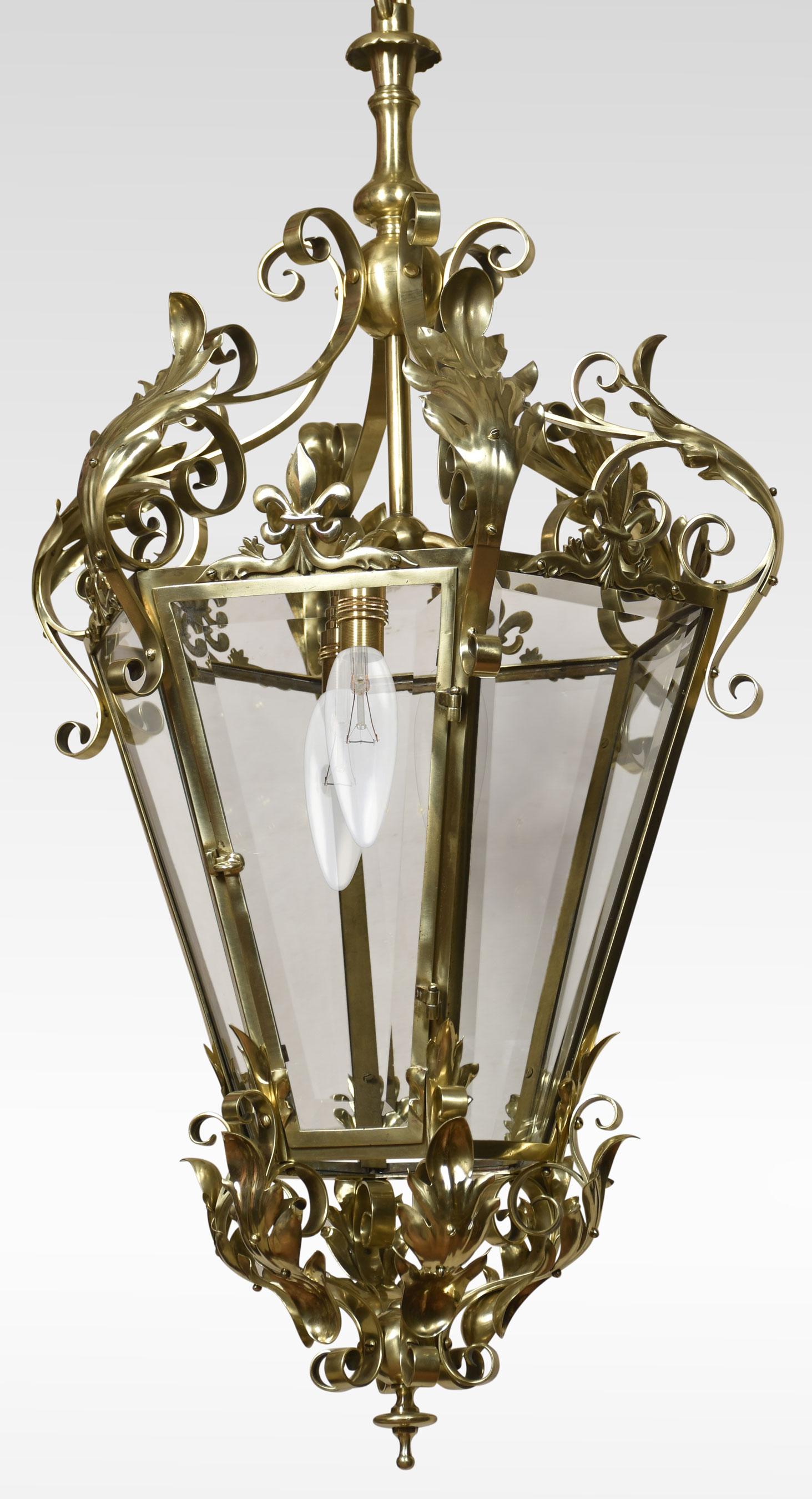 20th Century Large and Imposing Cast Brass Four Light Lantern For Sale