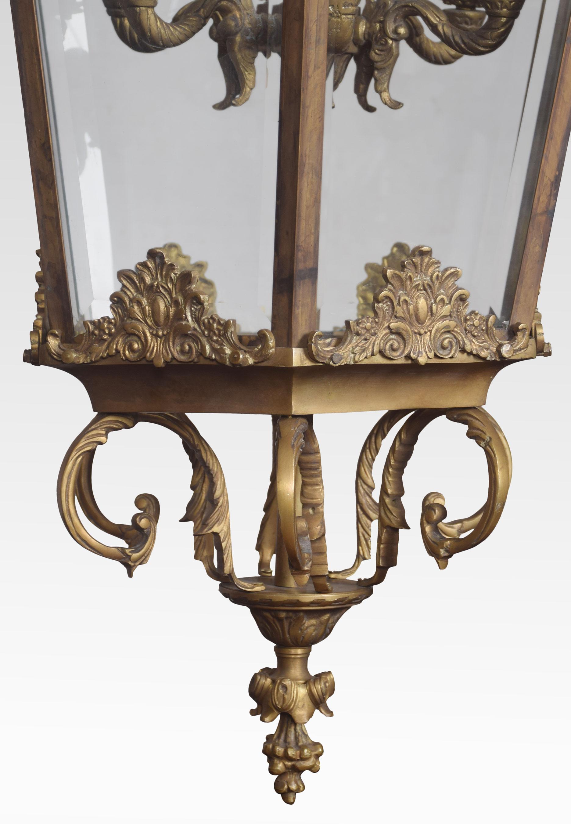 Large and Imposing Gilded Cast Brass Six Light Lantern 1