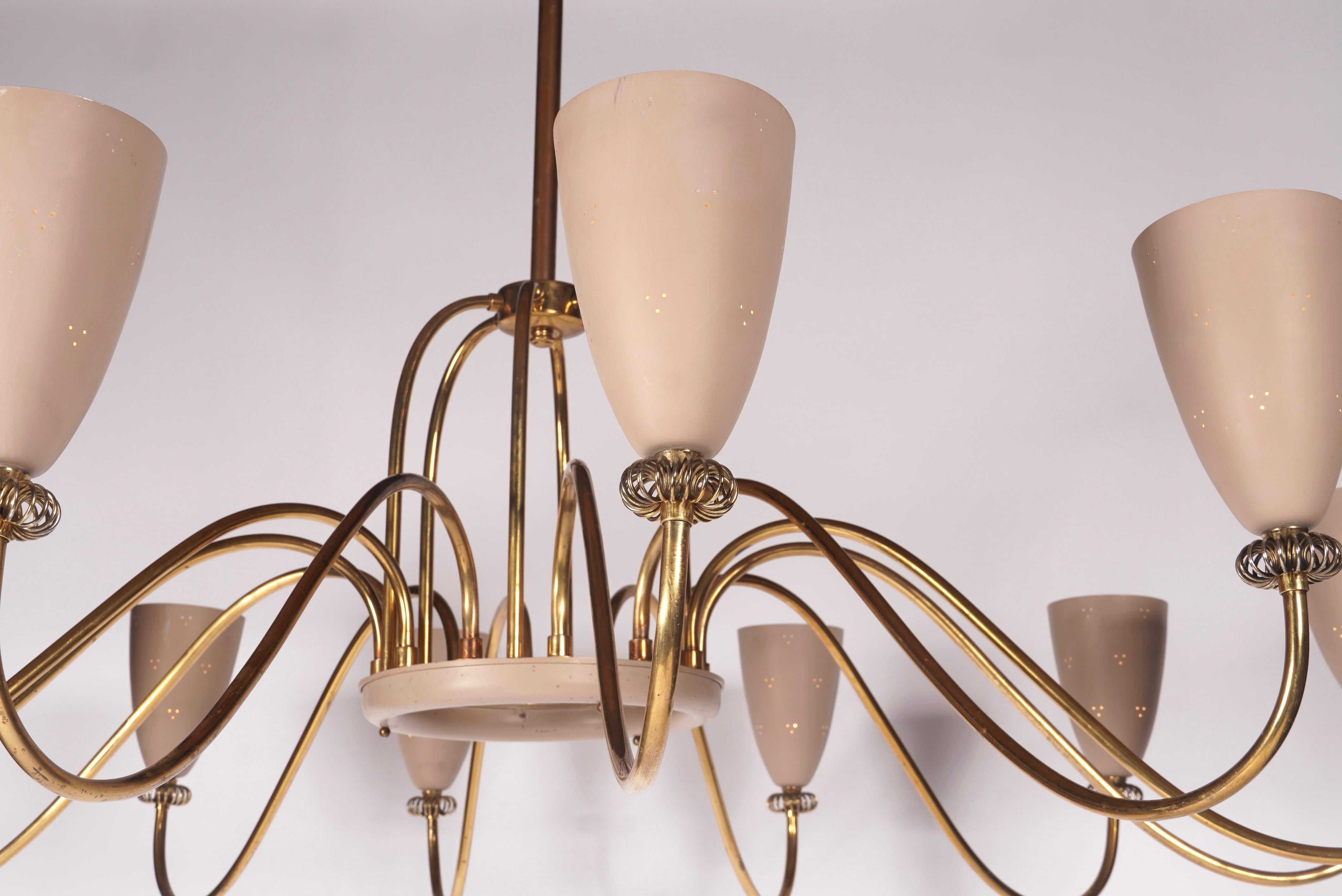 Mid-Century Modern Large 12 Shade Lightolier Ballerina Chandelier