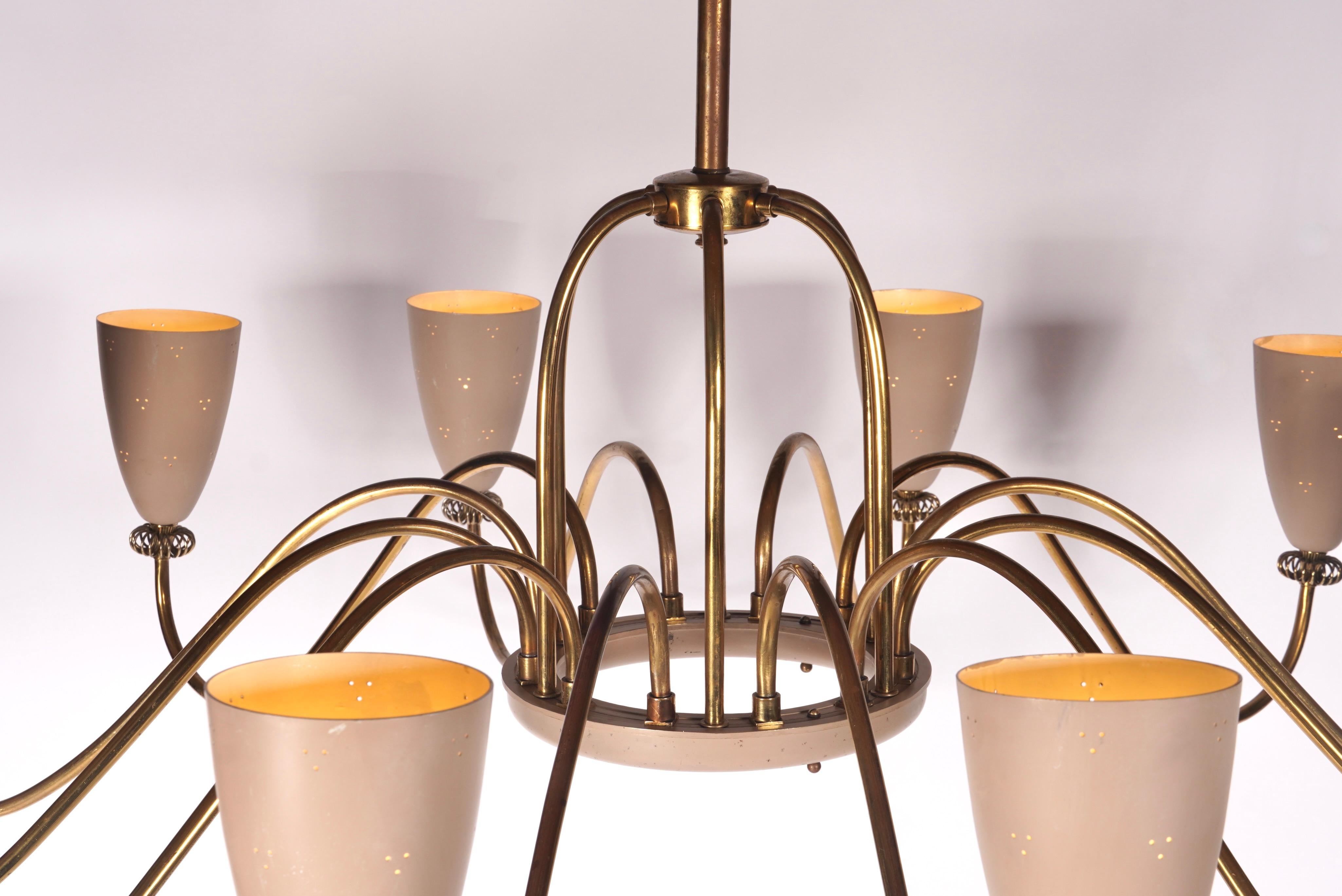 Hand-Crafted Large 12 Shade Lightolier Ballerina Chandelier