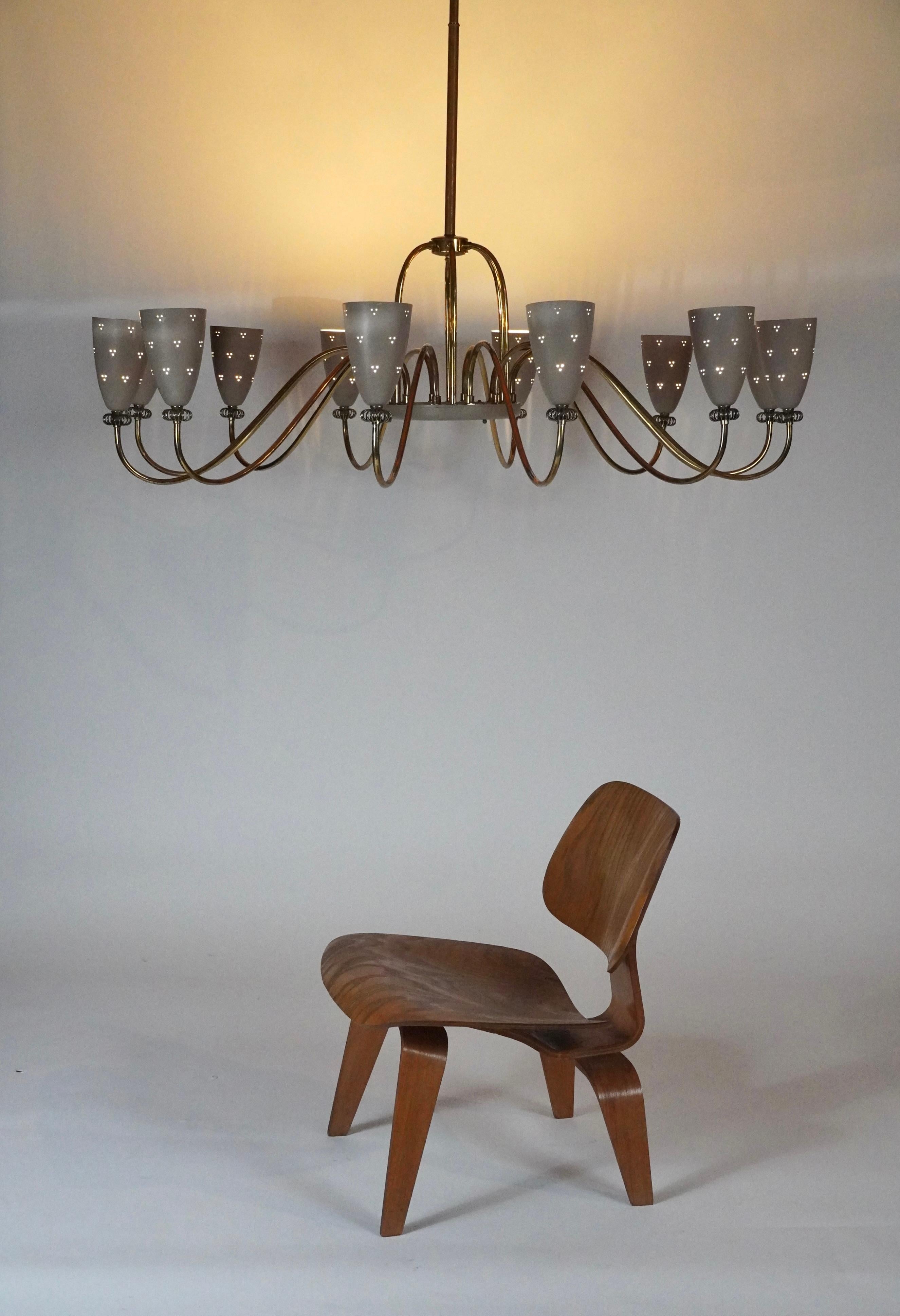 Aluminum Large 12 Shade Lightolier Ballerina Chandelier