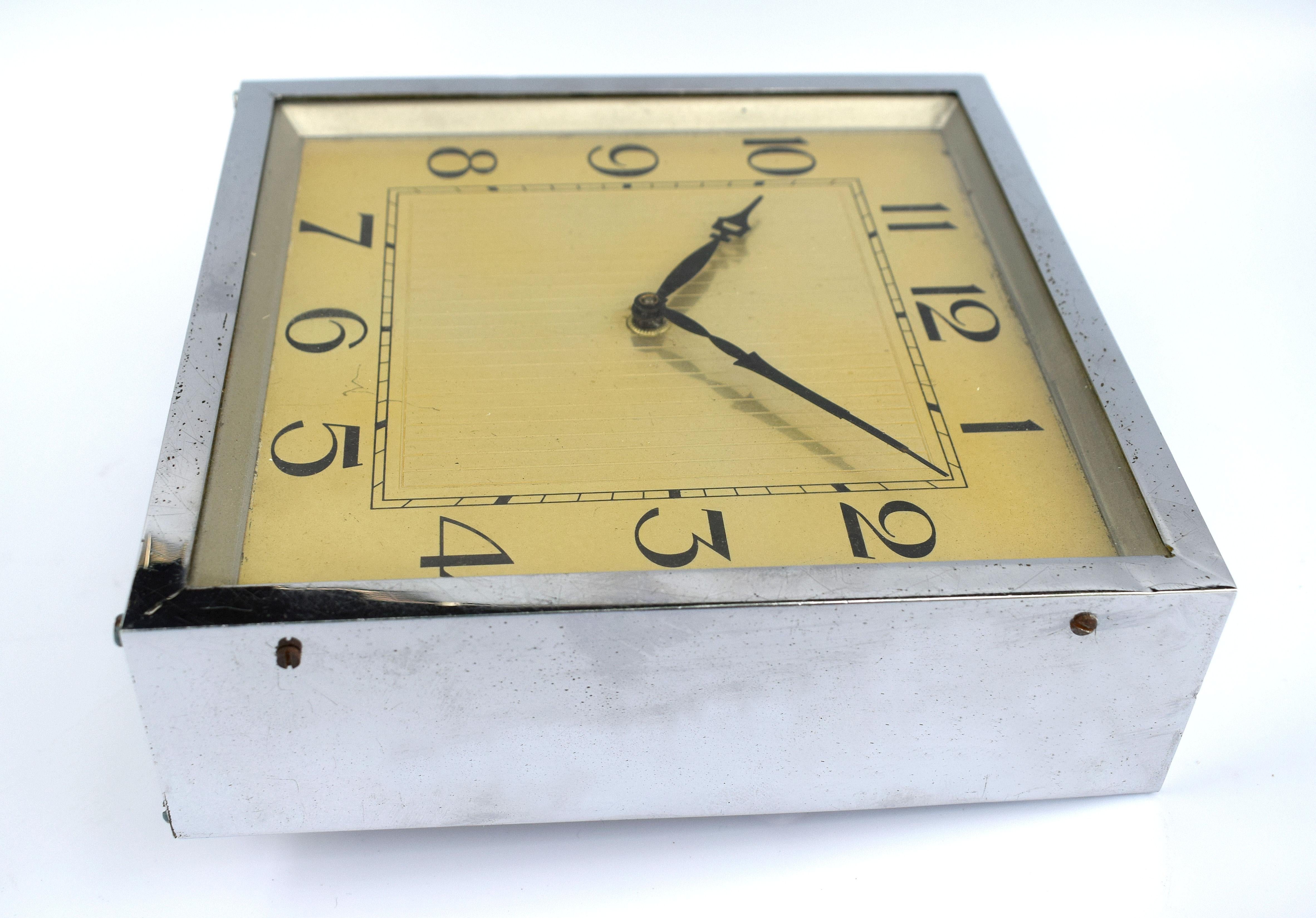 English Large and Impressive 1930s Art Deco Chrome Mantle Clock