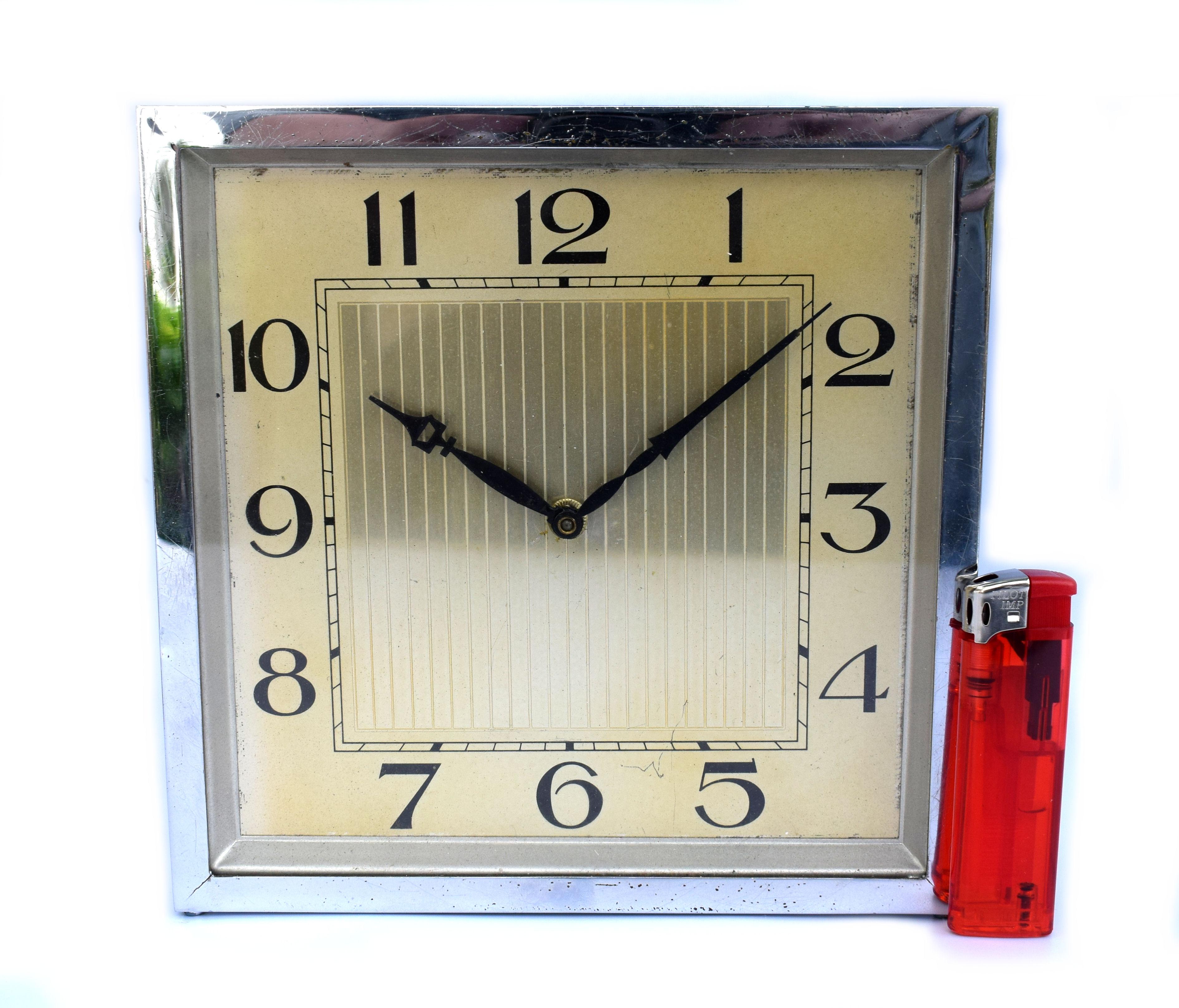 20th Century Large and Impressive 1930s Art Deco Chrome Mantle Clock