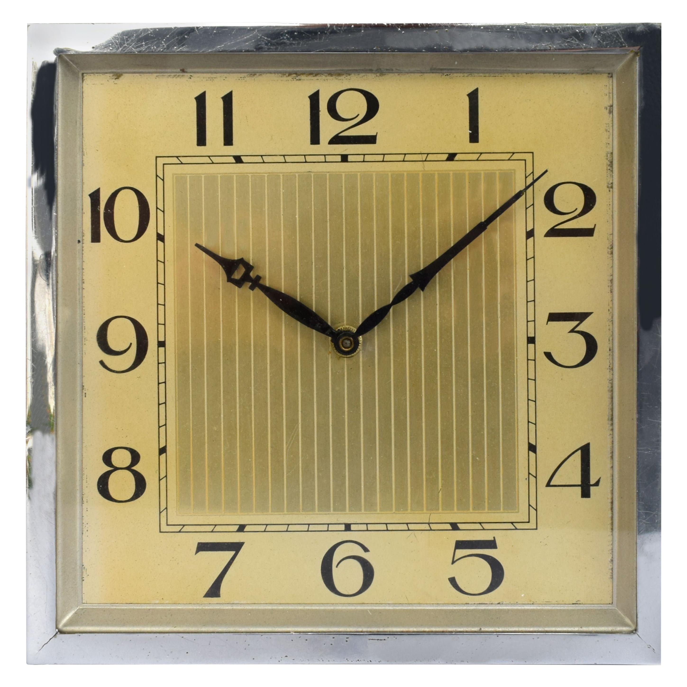 Large and Impressive 1930s Art Deco Chrome Mantle Clock
