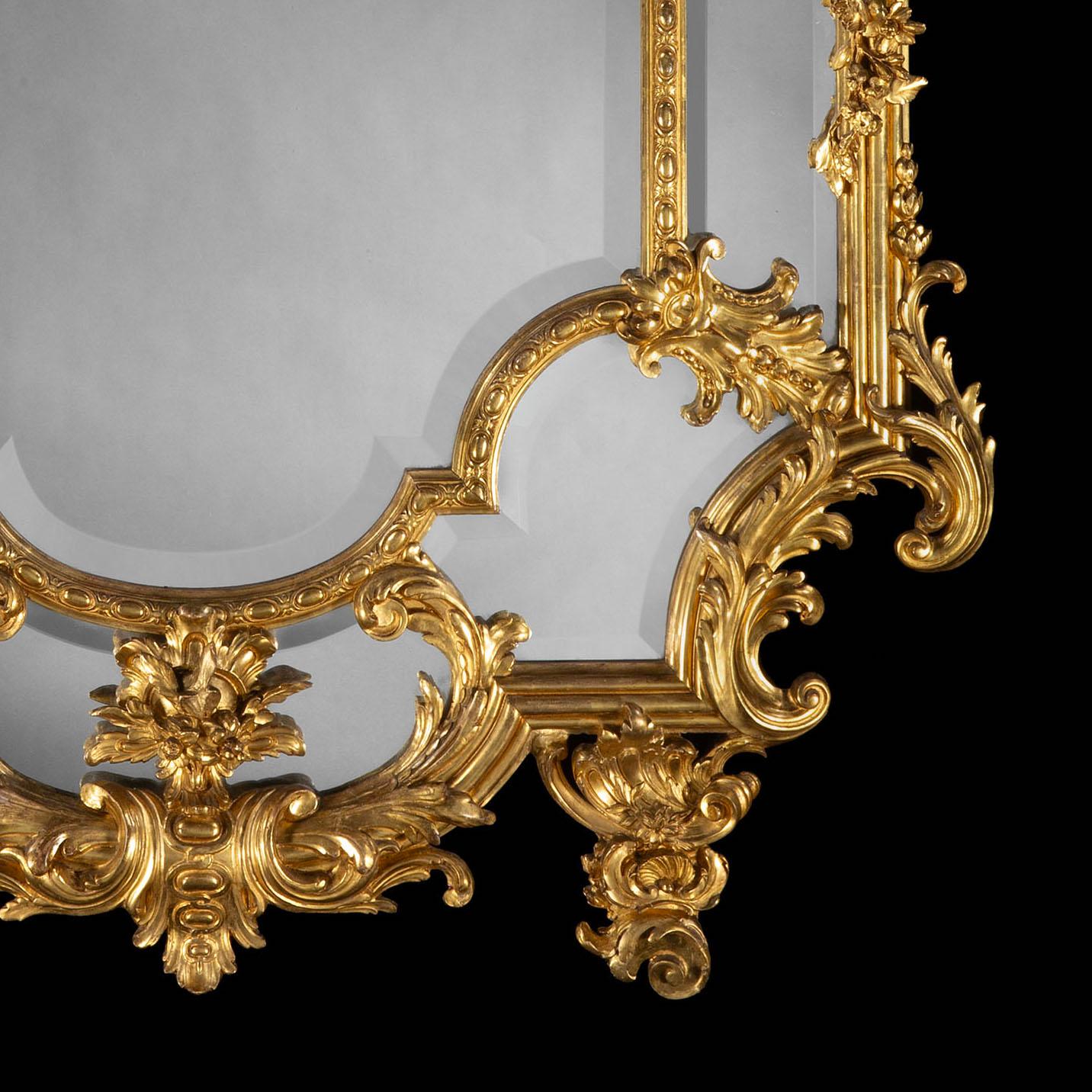 Louis XIV Grand et impressionnant miroir en bois doré sculpté de style Régence du 19e siècle français en vente