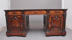 Large and Impressive 19th Century Walnut Pedestal Partners Desk