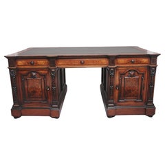 Large and Impressive 19th Century Walnut Pedestal Partners Desk