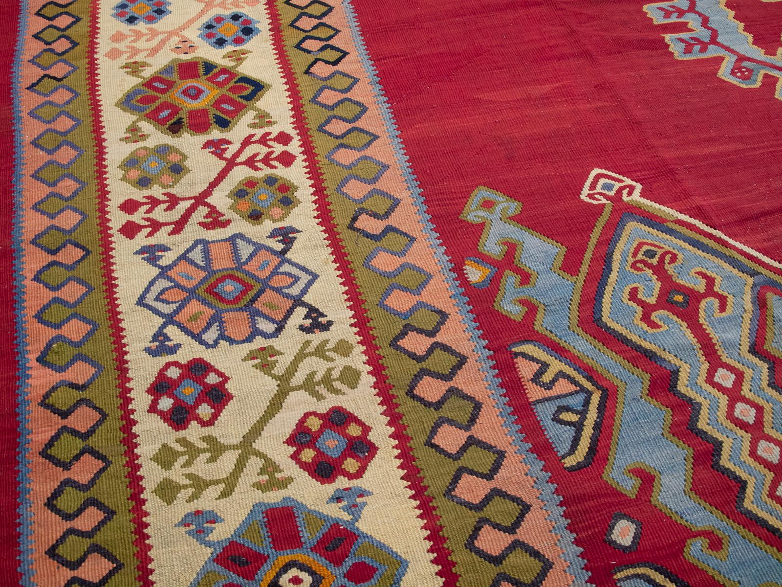 Large and Impressive Antique Oushak Kilim (DK-117-12) In Good Condition For Sale In New York, NY