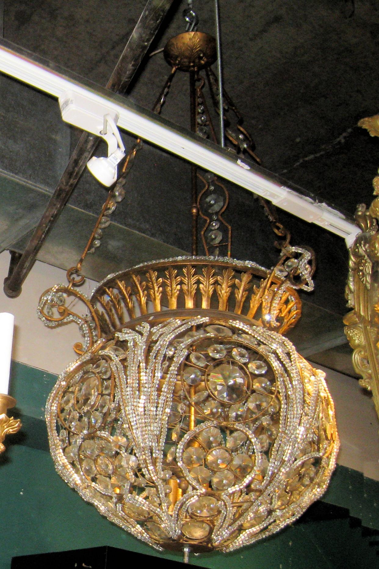 Large and unusual Baguès style domed shape beaded chandelier.
Stock Number: L327