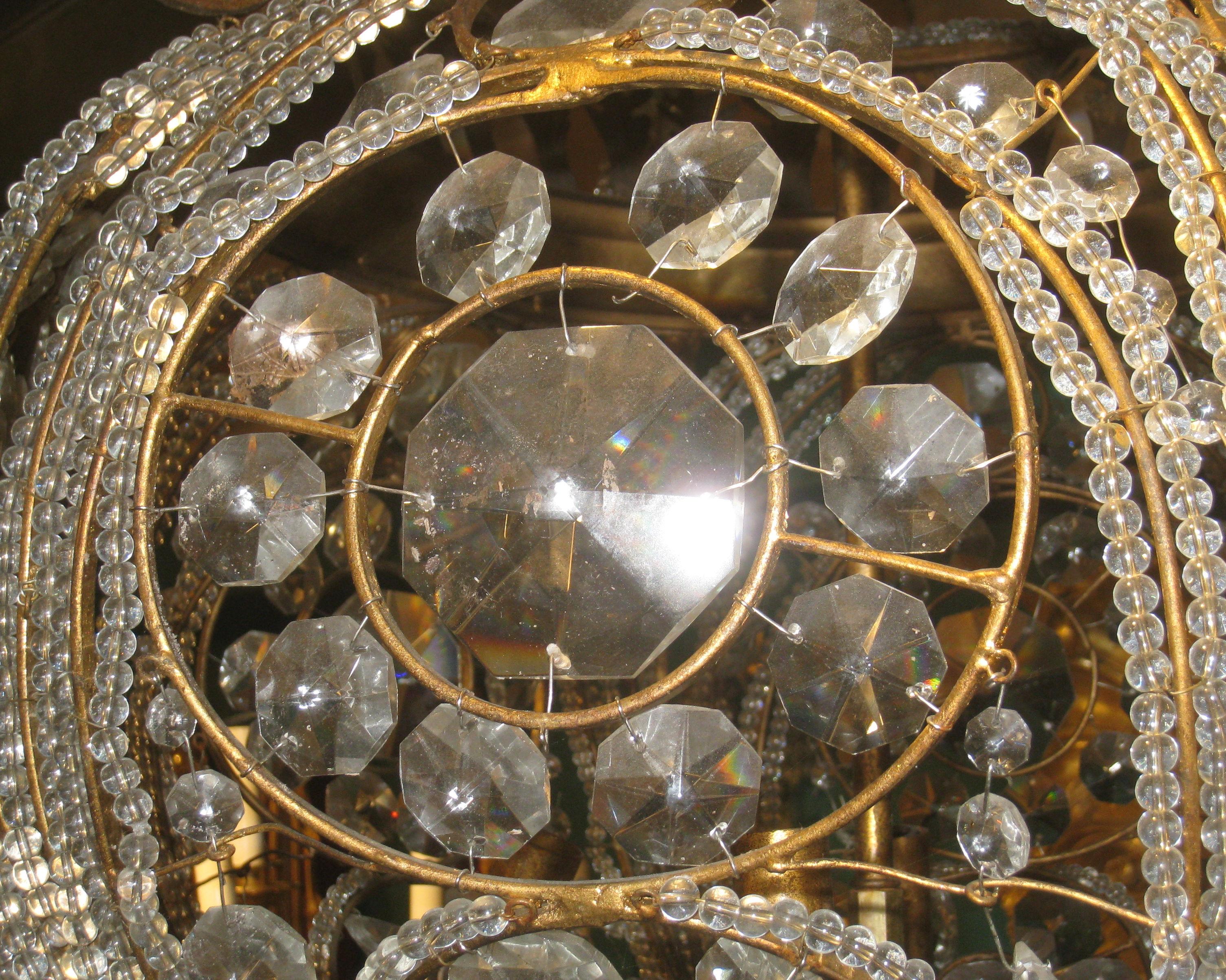 Belle Époque Large and Impressive Baguès Style Dome Shape Beaded Chandelier For Sale
