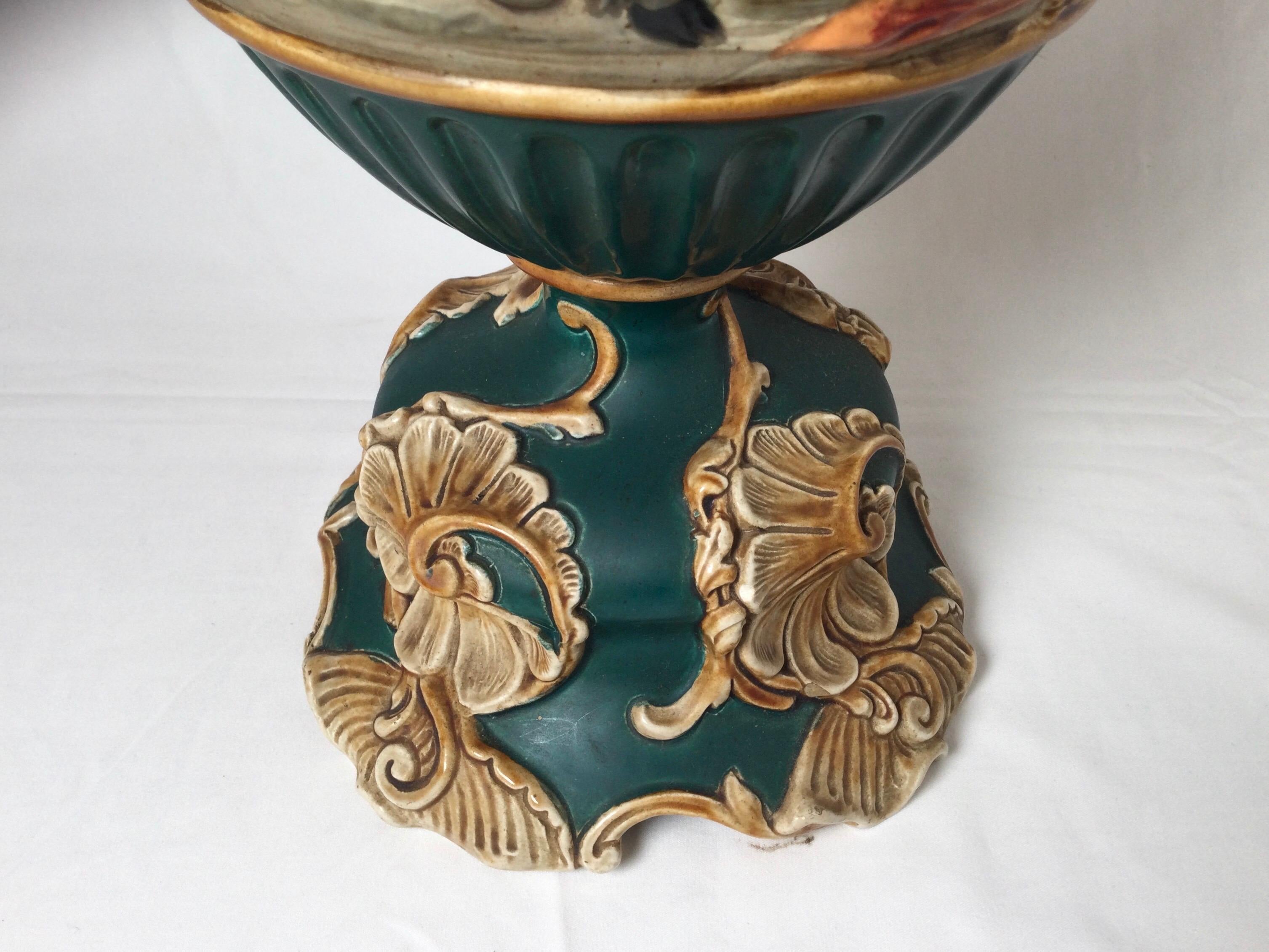 Large and Impressive Bohemian Majolica Urn Form Vase, 1890 For Sale 4