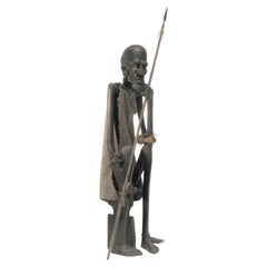 Grandes y  Impresionante estatua tallada de un cazador masai  Circa 1950 Kenia.