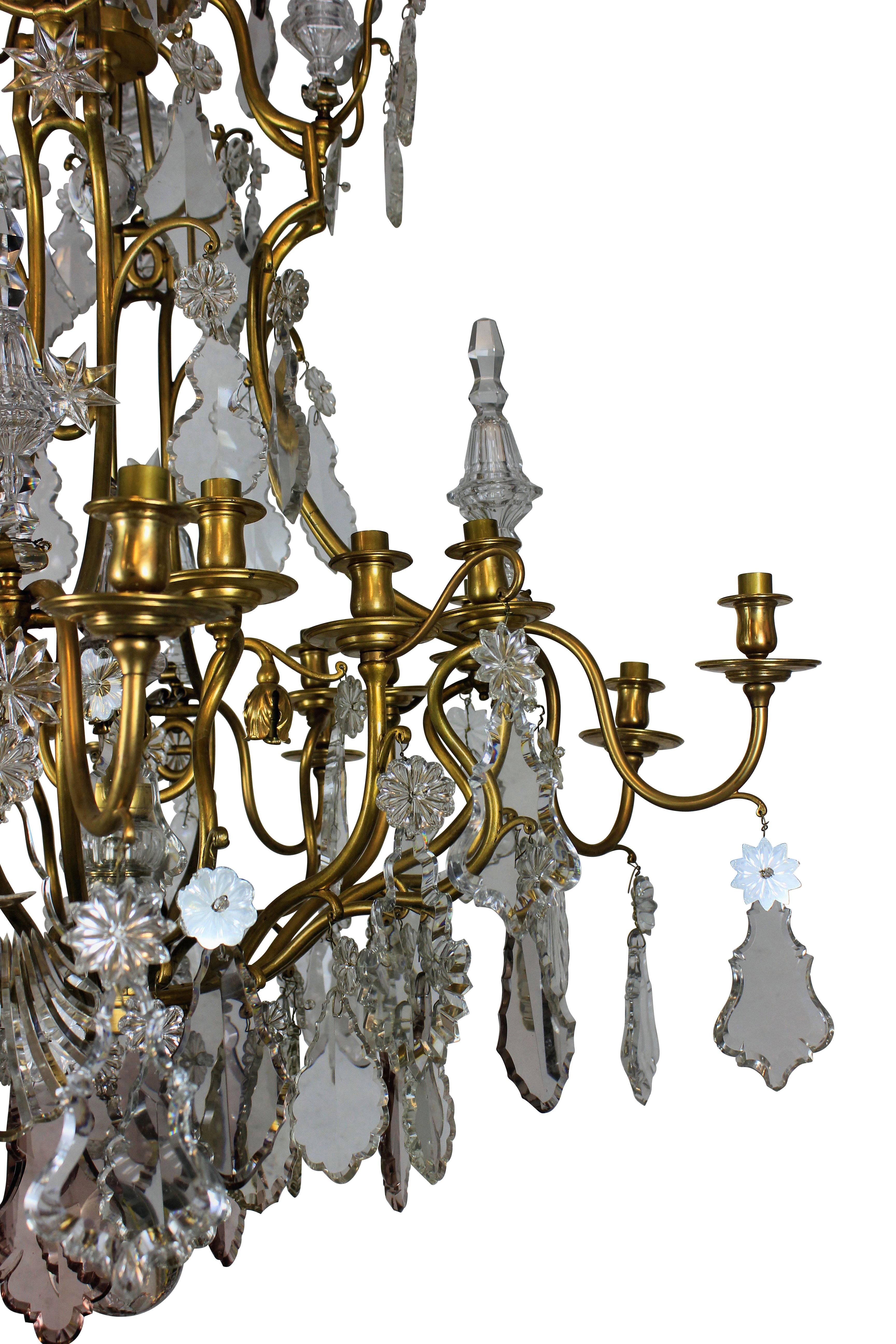 Mid-Century Modern Large and Impressive Cut Glass Chandelier by Baccarat of Paris