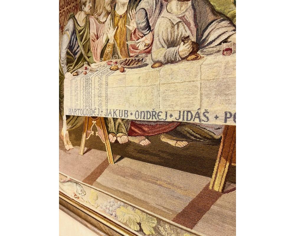 Large and Impressive Embroidered 19th Century Tapestry After Da Vinci's The Last For Sale 4