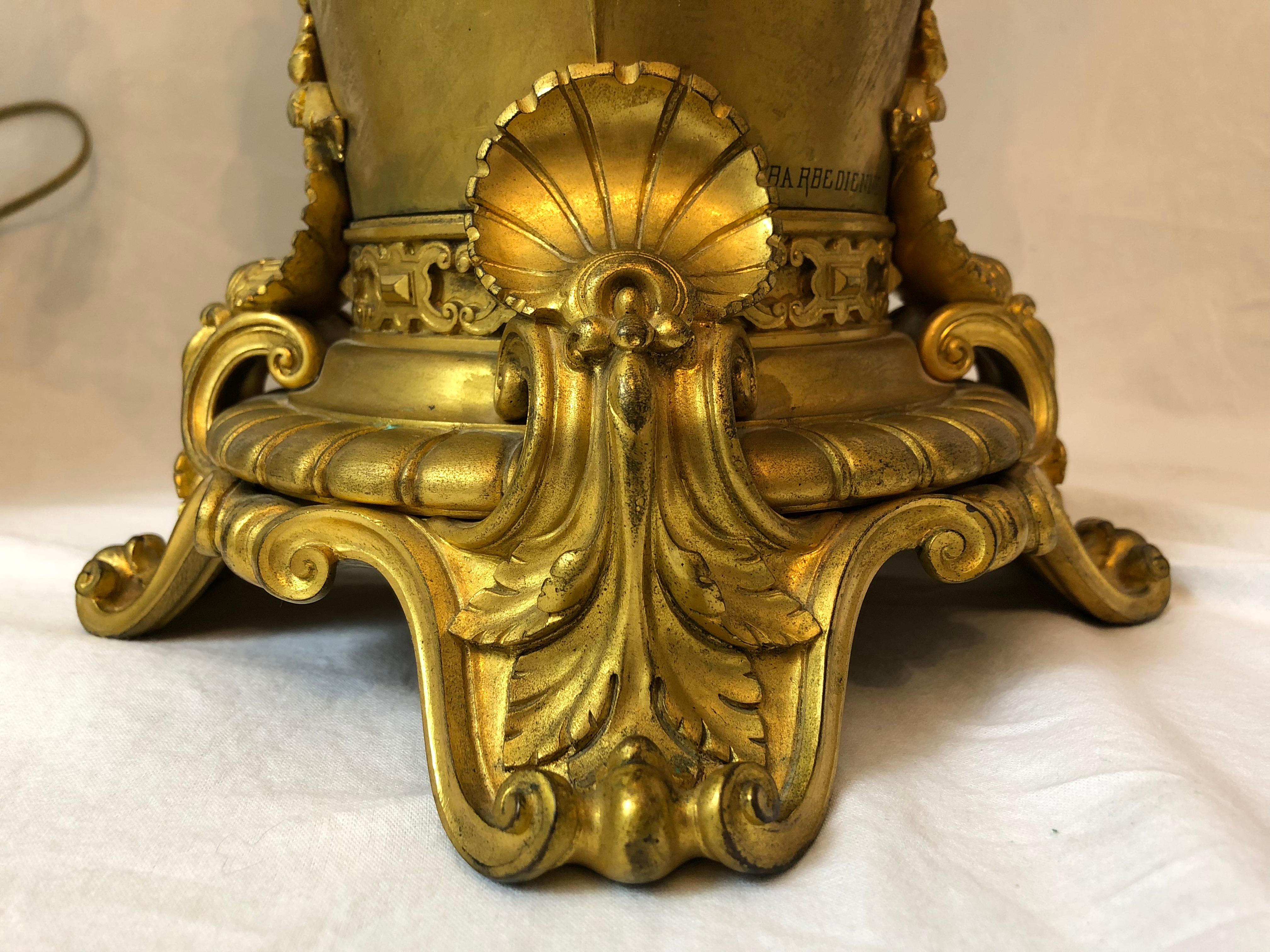 Large and Impressive F. Barbedienne, Pair of Dore, Gilt Bronze Urn Lamps 2