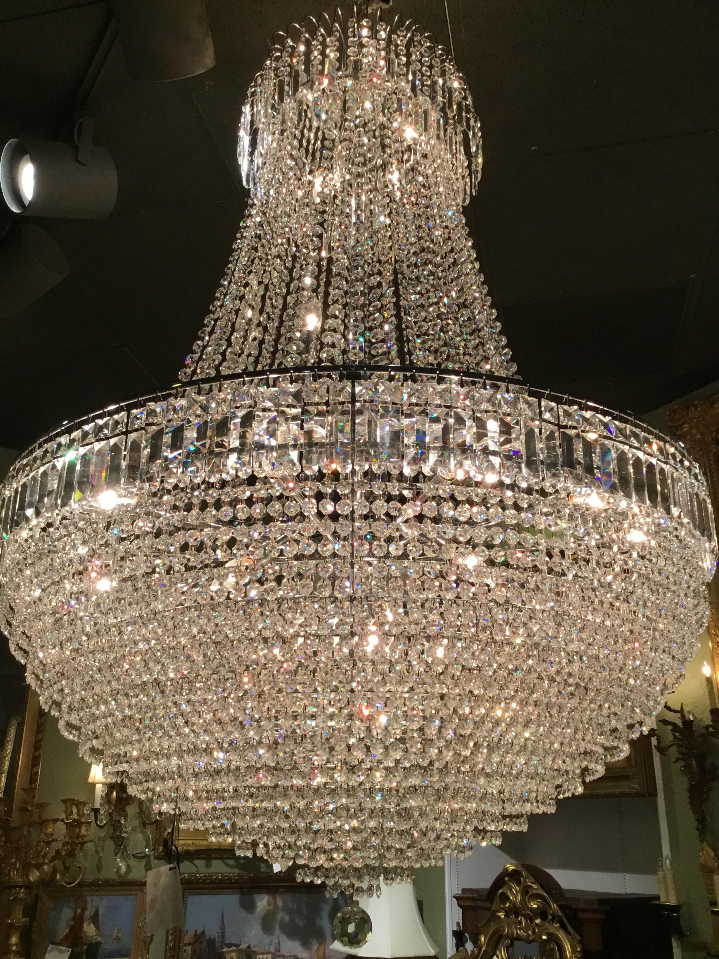 Large and Impressive crystal French Empire Chandelier In Good Condition In Houston, TX