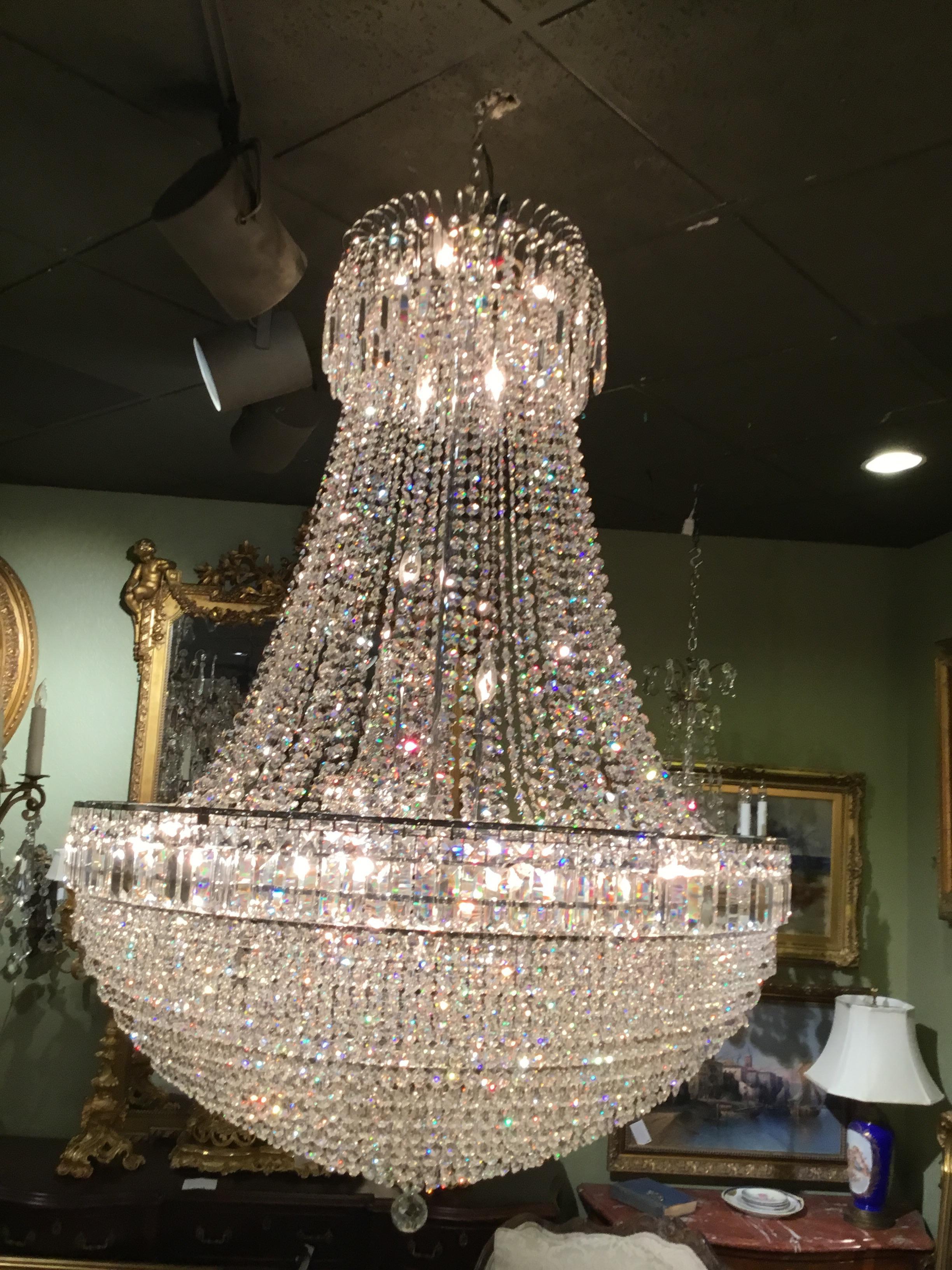20th Century Large and Impressive crystal French Empire Chandelier