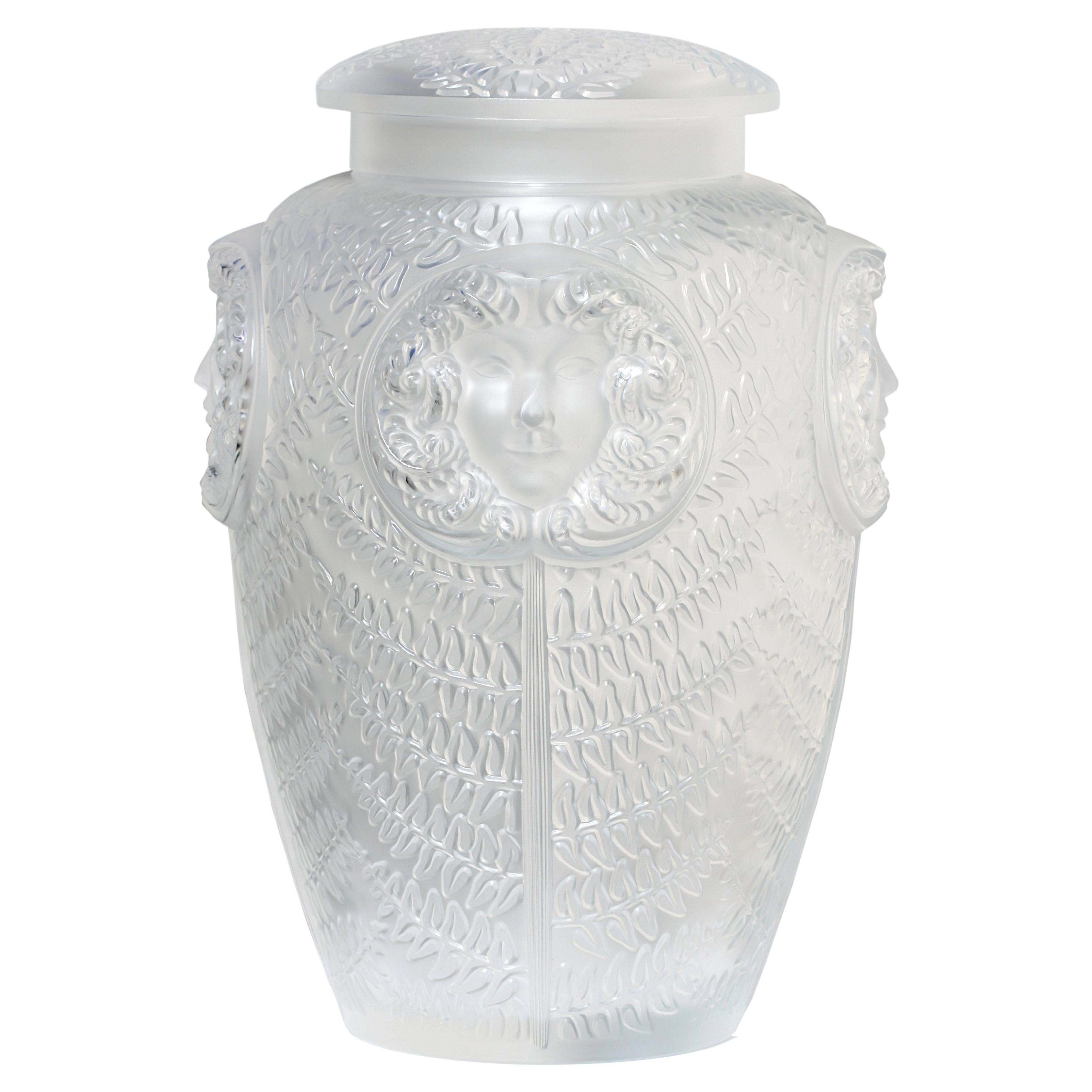 Large and Impressive Lalique Masque De Femme Pattern Covered Vase, France, 20t For Sale