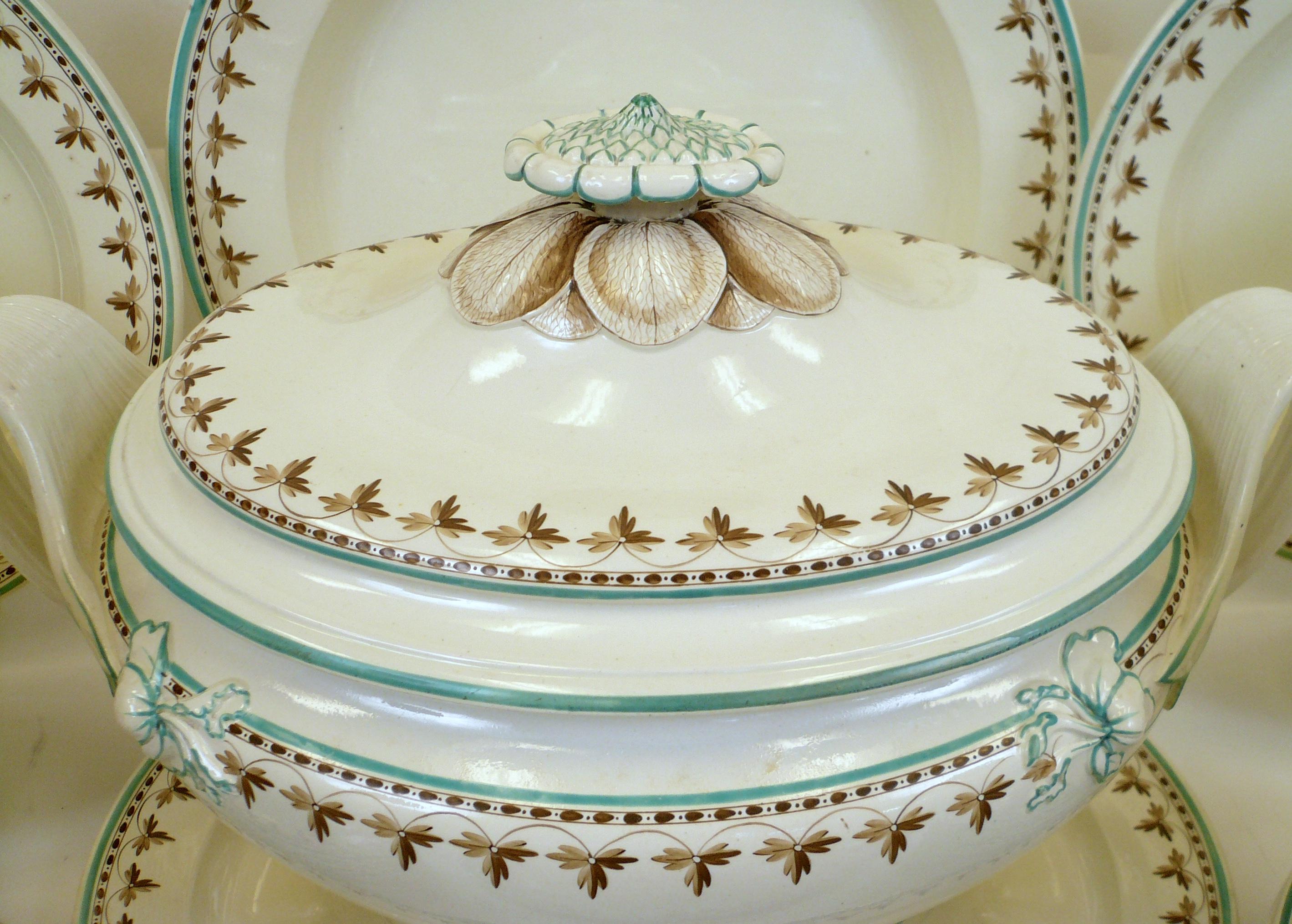 Pottery Large and Impressive Late 18th Century Wedgwood Creamware Dinner Service